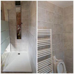 Photo de galerie - Rénovation d’une salle de bain complète avec WC (changement baignoire en douche à l’italienne)
