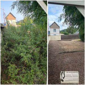 Photo de galerie - Désherbage et remise en état d’un terrain de pétanque