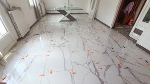 Photo de galerie - Pose carrelage 60x120 marbre
