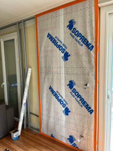 Photo de galerie - Isolation d’un mur par l’intérieur avec laine de roche , pare vapeur , et placo 