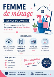 Photo de galerie - Bonjour, je suis sérieuse et motivée. Je propose mes services pour le ménage, l’aide à domicile et d’autres petits travaux sur Toulouse.