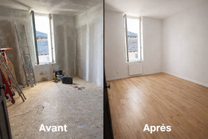 Photo de galerie - Rénovation complète de la pièce (BA13, enduit , peinture , parquet )