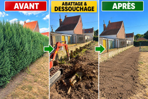 Photo de galerie - Abattage & dessouchage de haie 