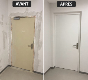 Photo de galerie - Ponçage finition porte 