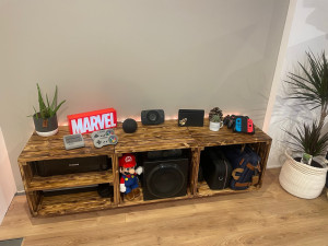 Photo de galerie - Création d’un meuble TV sur mesure basé sur une photo Pinterest
