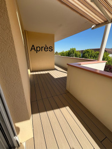 Photo de galerie - Installation d’une terrasse en composite sur un grand balcon 