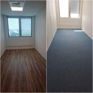 Photo de galerie - Revêtement de sol avec parquet flottant.