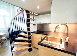 Photo de galerie - Conception des plans 3D d'une cuisine IKEA sous mezzanine et pose de cette cuisine.