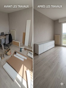 Photo de galerie - Montage complet buffet de salon Avant-Après 
