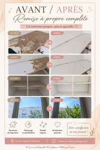 Photo de galerie - ✨ Remise en état de votre logement ✨
Un logement a besoin d'un grand nettoyage après plusieurs mois, avant un emménagement, après un déménagement ou tout simplement pour repartir sur de bonnes bases ?
Je vous propose des prestations de remise en état. 