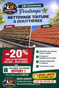 Photo de galerie - ? “-20% sur le nettoyage toiture + gouttières OU traitement anti-mousse OFFERT ! Profites-en avant le 30 avril ! ⏳”