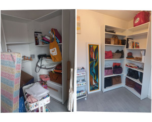 Photo de galerie - Gros trie, rangement et nettoyage d'un dressing réalisée avant et après 