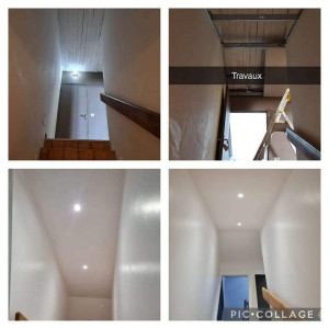 Photo de galerie - Cage d'escalier toute refaite et pose led   dans le plafond 