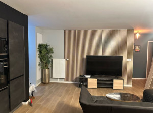 Photo de galerie - Pose de tasseaux au mur avec télé 