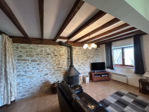 Photo de galerie - Pose placo et peintures entre poutres et jointage pierres 