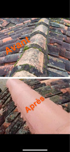 Photo de galerie - Réparation faîtage tuile plus pose de résines colorés imperméabilisantes 