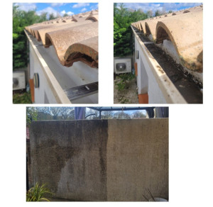 Photo de galerie - Nettoyage gouttières et décapage d'un murs. 