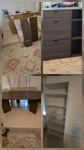 Photo de galerie - Montage table, armoire haut et meuble chaussures 
