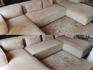 Photo de galerie - Avant après d'un nettoyage de canapé 