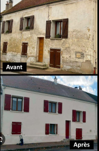 Photo de galerie - Ravalement de façade une remise en peinture mais aussi ponçage et remise en peinture sur volet de façade travaux réalisés par l'artisan Mr lemberger 