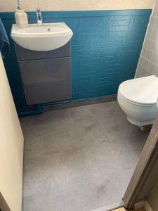 Photo de galerie - Changement de toilette classique par des toilettes suspendu avec le changement du sol