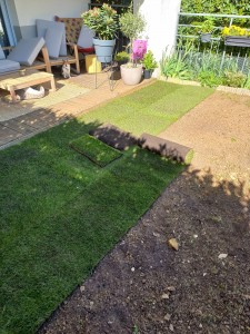 Photo de galerie - Pose d'un gazon de placage 