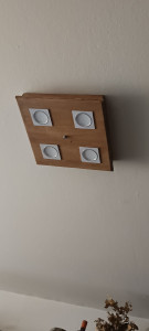 Photo de galerie - Fabrication luminaire châtaignier et LEDs dimmables.
 