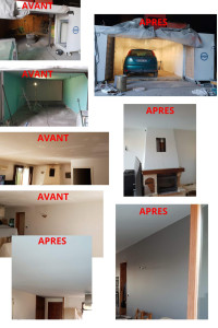 Photo de galerie - Création d'une cabine de peinture, placo, carrelage. 
peinture rénovation mur et plafond, blanc et couleur. 