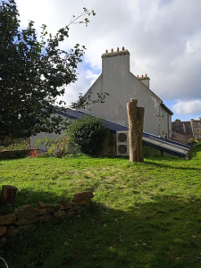 Photo de galerie - élagage d'un arbre représentant un risque pour le garage et la pompe à chaleur 