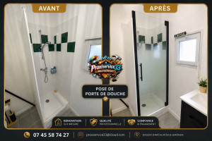 Photo de galerie - Pose porte de douche sur mesure 