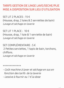 Photo de galerie - Tarifs linge de maison en laverie. 