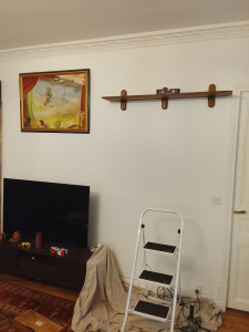 Photo de galerie - Fixation télé Au mûr plus dé étagère avent 