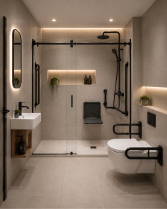 Photo de galerie - Salle de bains moderne réalisée avec précision et savoir-faire. Finitions haut de gamme, travail soigné et durable