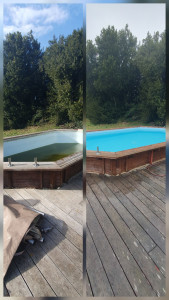 Photo de galerie - Changement de liner piscine semi enterré en bois
