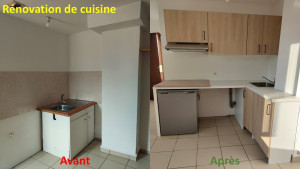 Photo de galerie - Rénovation de cuisine avec fabrication des meubles sur mesure.