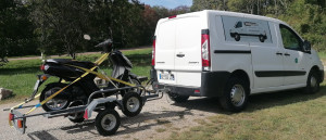 Photo de galerie - Transport de vos véhicules (motos, quad, jusqu'à un poids de 300 kgs).
Rails adaptables selon la largeur de votre engin.