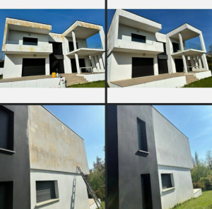 Photo de galerie - Nettoyage de façade pignon résultat impeccable 