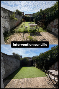 Photo de galerie - Légère taille des haies et nettoyage du sol en gazon synthétique et de la terras