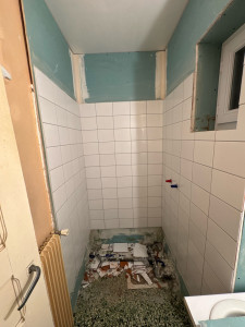 Photo de galerie - 5m2 de faïence classique, joint gris claire 