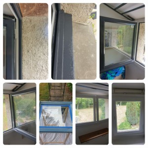 Photo de galerie - Rénovation de fenêtres et encadrements. face blanche interieur et gris anthracite extérieur.