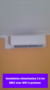 Photo de galerie - Installation climatisation 2.5 kw Mono-split GREE