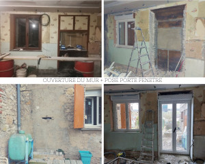 Photo de galerie - Ouverture de porte maçonnerie pose de menuiserie puis plaquisterie et peinture 