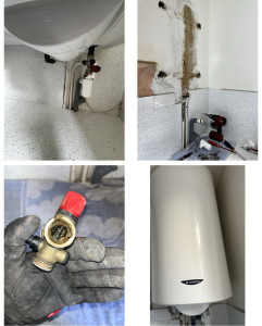 Photo de galerie - Remplacement du groupe de sécurité sur chauffe-eau + reprise de l'arrivée d'eau et de l'évacuation PVC