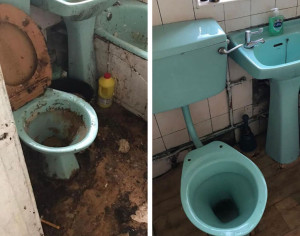 Photo de galerie - Nettoyage de WC et salle de bain Avant/après 