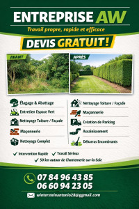 Photo de galerie - Nettoyage & Travaux  Description : ✅ Entretien jardin : tonte, taille, plantations ✅ Maçonnerie & création parking ✅ Nettoyage complet : cave, grenier, toiture ✅ Débarras gros encombrants ✅ Assainissement & petits travaux