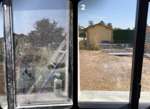Photo de galerie - Avant et après du nettoyage de vitres