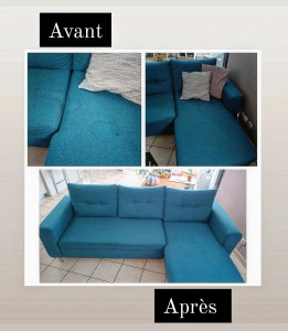Photo de galerie - Nettoyage d'un joli canapé bleu