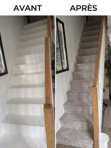 Photo de galerie - Pose de moquette dans un escalier 