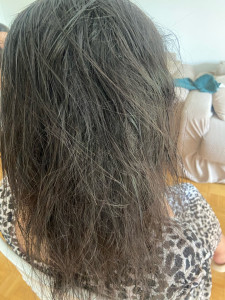 Photo de galerie - Cheveux avant l application du lissage au tanin 