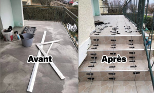 Photo de galerie - Réalisation d’une terrasse et pose de carrelage. 